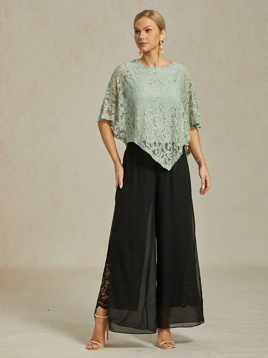 Marilivra - Straight Leg Trousers with Slit in Chiffon