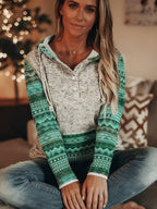 Rhosavelline - Vintage Buttoned Hooded Top