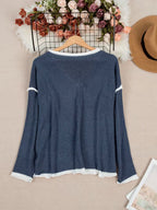 Gwenetta - Casual V-Neck Long Sleeve Sweater