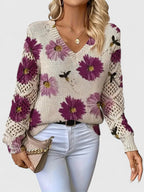 Marisavina - Elegant Vintage Floral Sweater