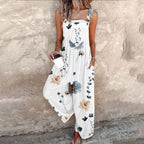 Indira - Sleeveless jumpsuit with plant print for a fresh and elegant summer look