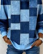 Gwenarissa - Modern Denim Patchwork Hoodie