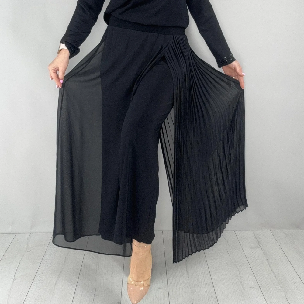 Helissavine - Panty-Style Trousers with Transparent Layers and Pleats