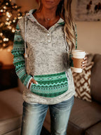 Rhosavelline - Vintage Buttoned Hooded Top