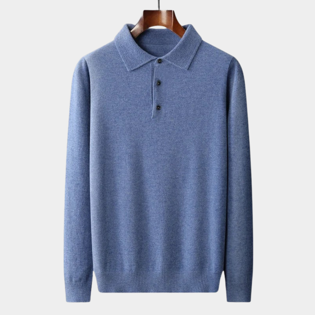 Perrin | Knitted Polo Shirt with Ribbed Collar and Cuffs
