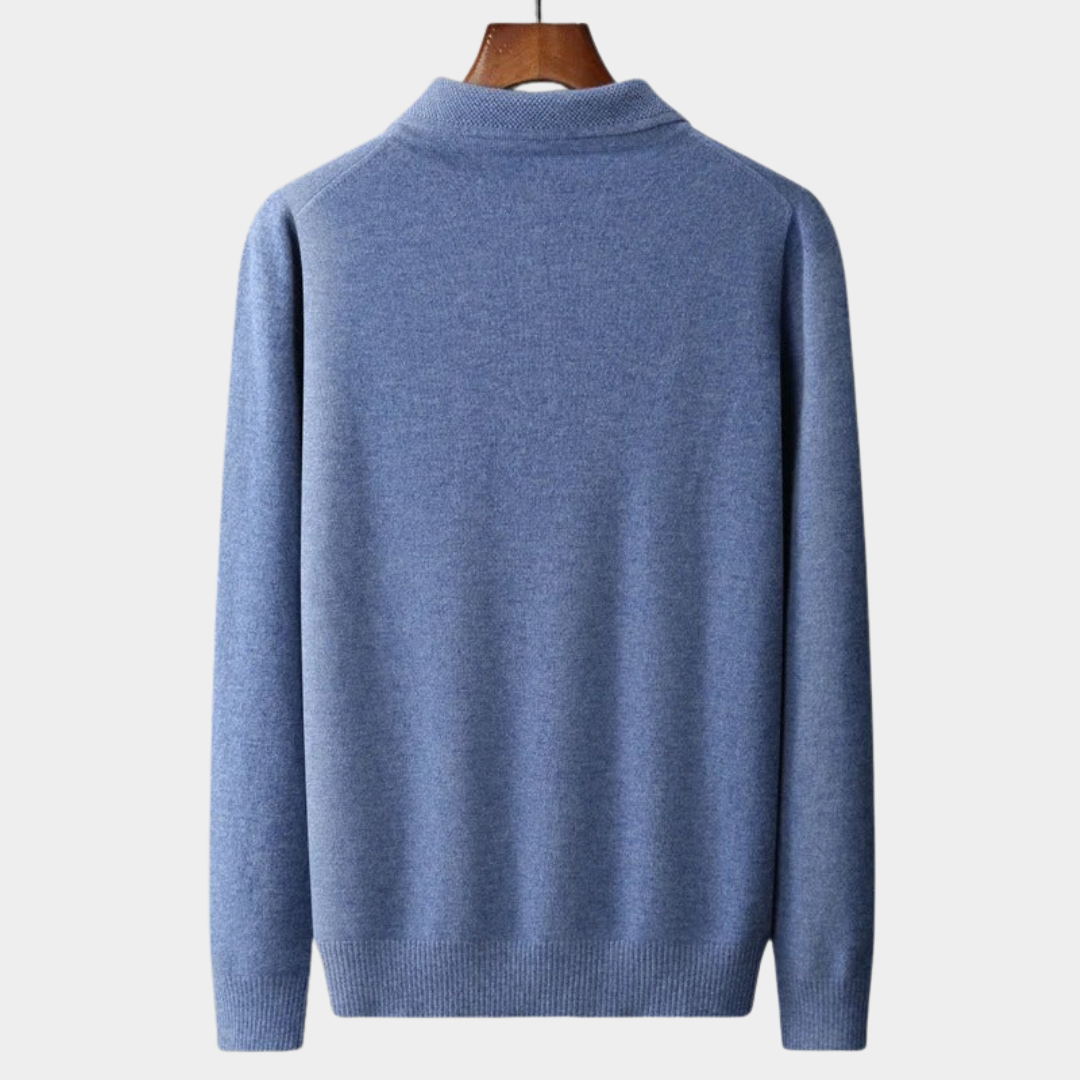 Perrin | Knitted Polo Shirt with Ribbed Collar and Cuffs