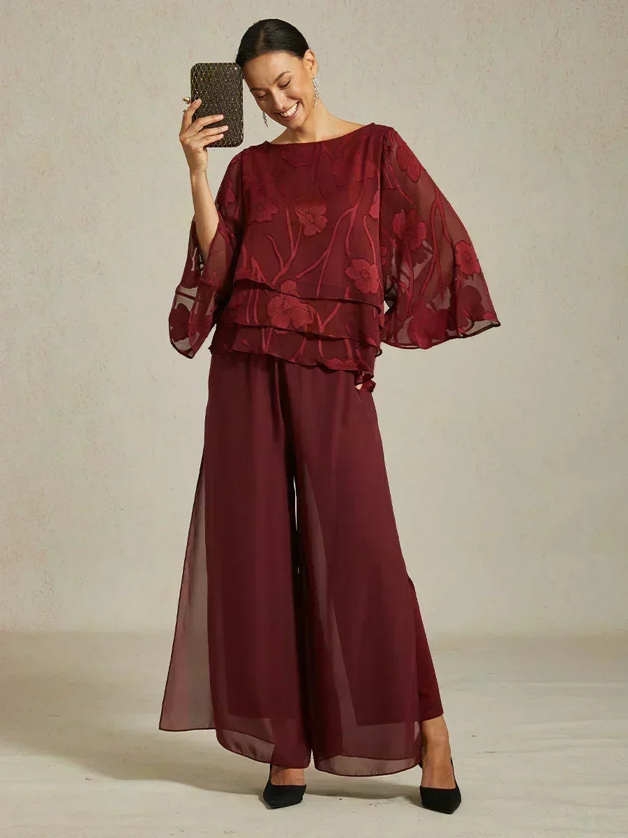 Marilivra - Straight Leg Trousers with Slit in Chiffon