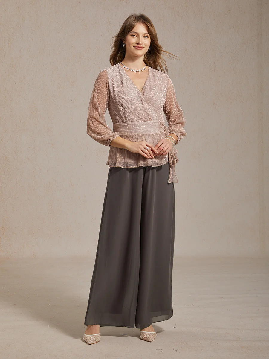 Marilivra - Straight Leg Trousers with Slit in Chiffon