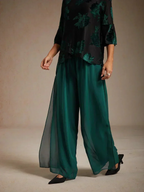 Marilivra - Straight Leg Trousers with Slit in Chiffon