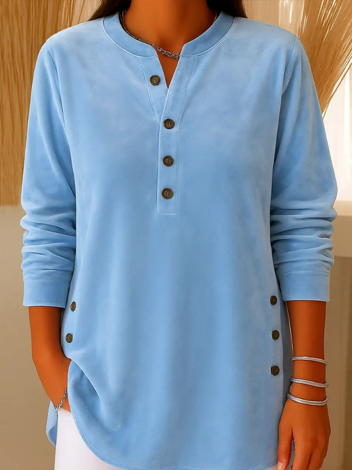 Cyenlisse - Soft Velvet Button-Down Top