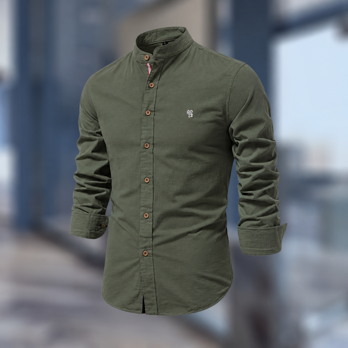 Marcky | Mandarin Collar Slim-Fit Shirt