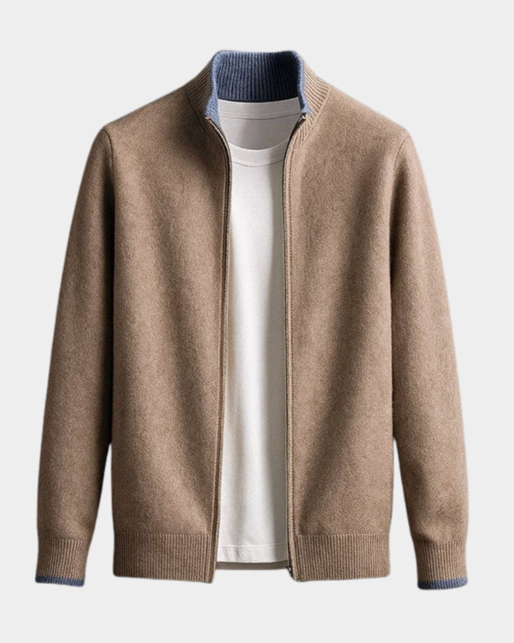 Ronnie | Zip Cardigan with Contrast Cuffs
