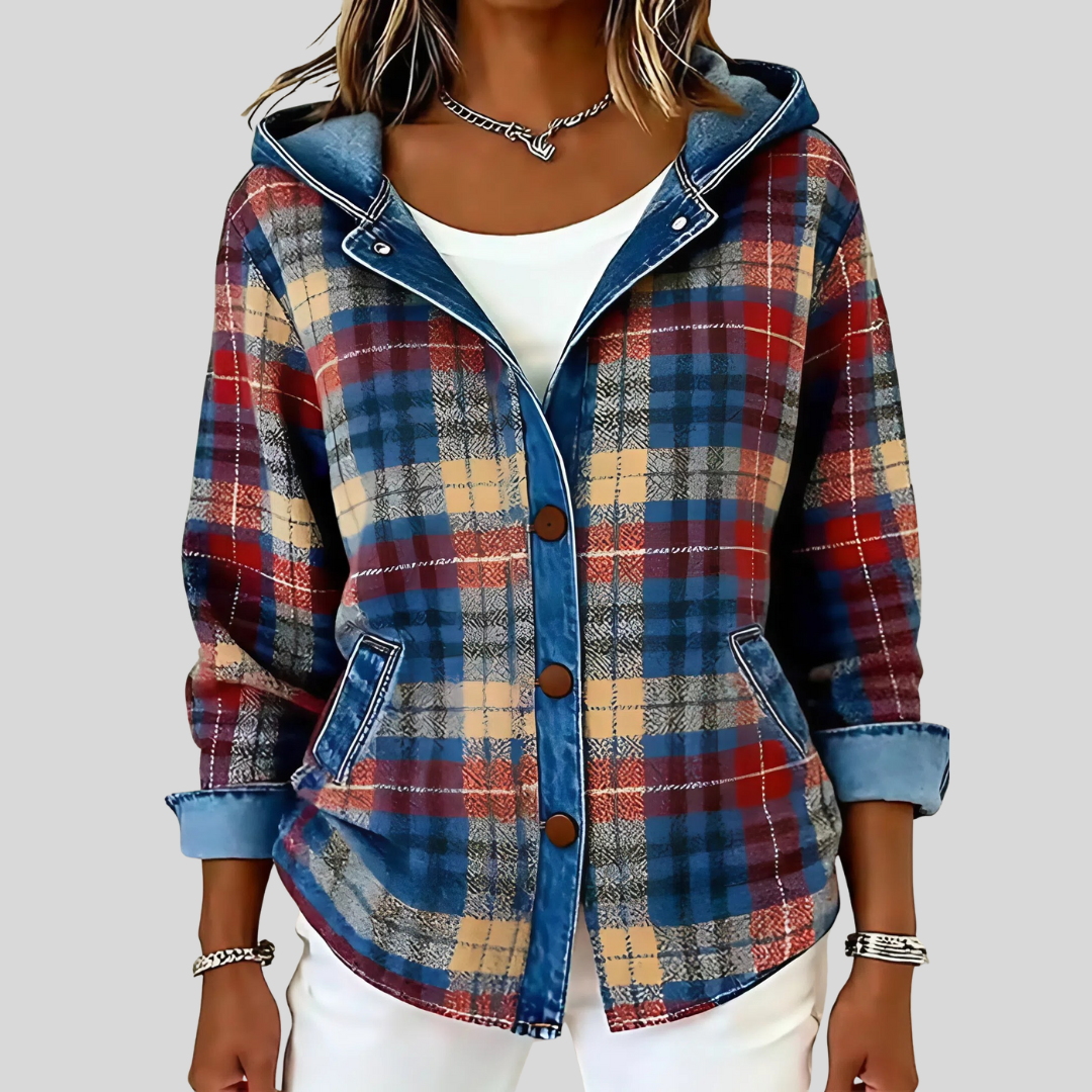 Neraviennea - Trendy Checkered Jacket with Hood