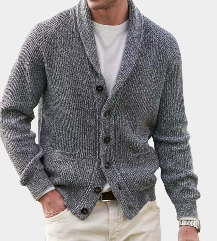 Philip | Shawl Collar Cardigan with Buttons and Patch Pockets