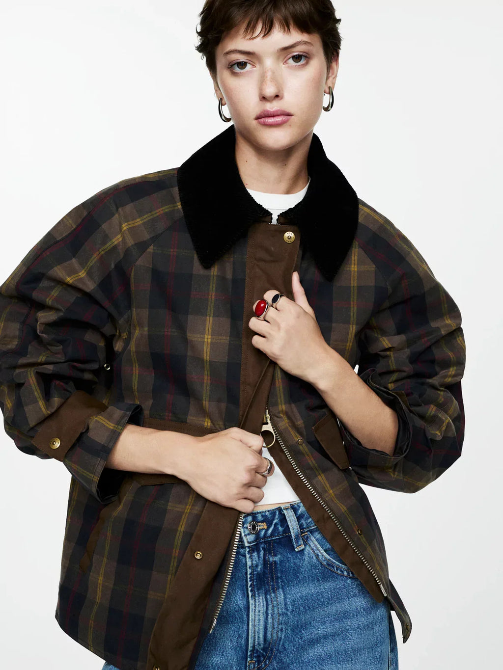 Jolijn - Women's Checked Straight Jacket