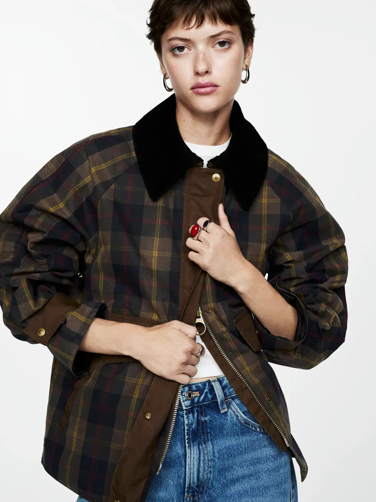 Jolijn - Women's Checked Straight Jacket