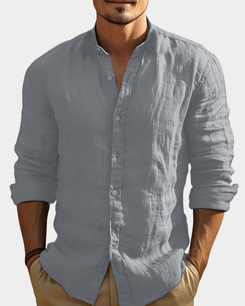 Devin | Long Sleeve Shirt with Band Collar
