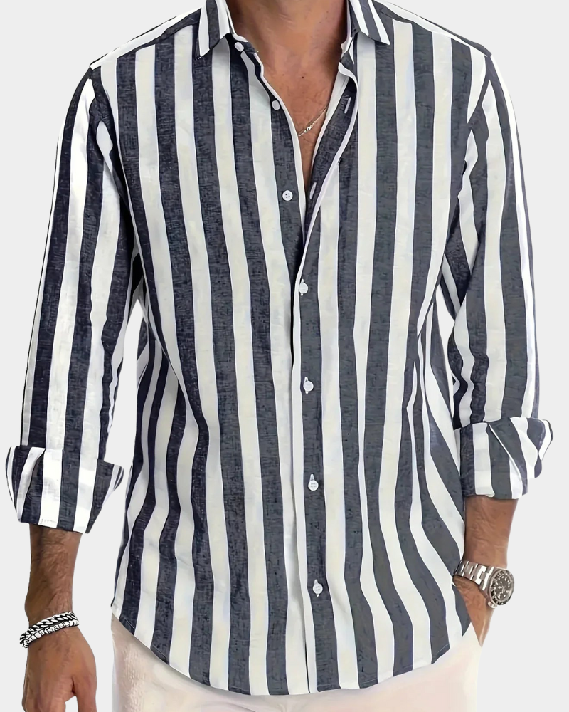 Glenn | Long Sleeve Shirt with Wide Vertical Stripes