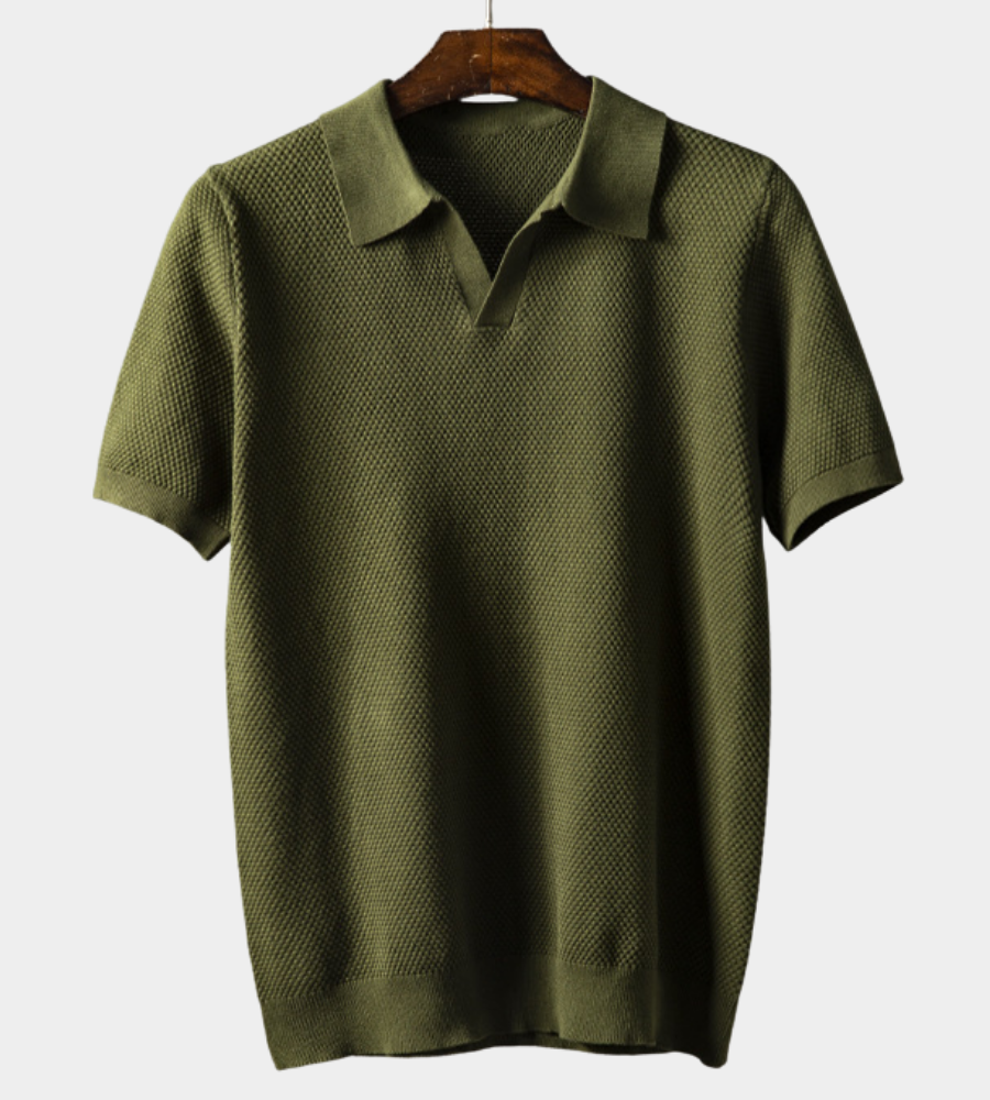 Elijah | Knitted Polo Shirt with Open Collar