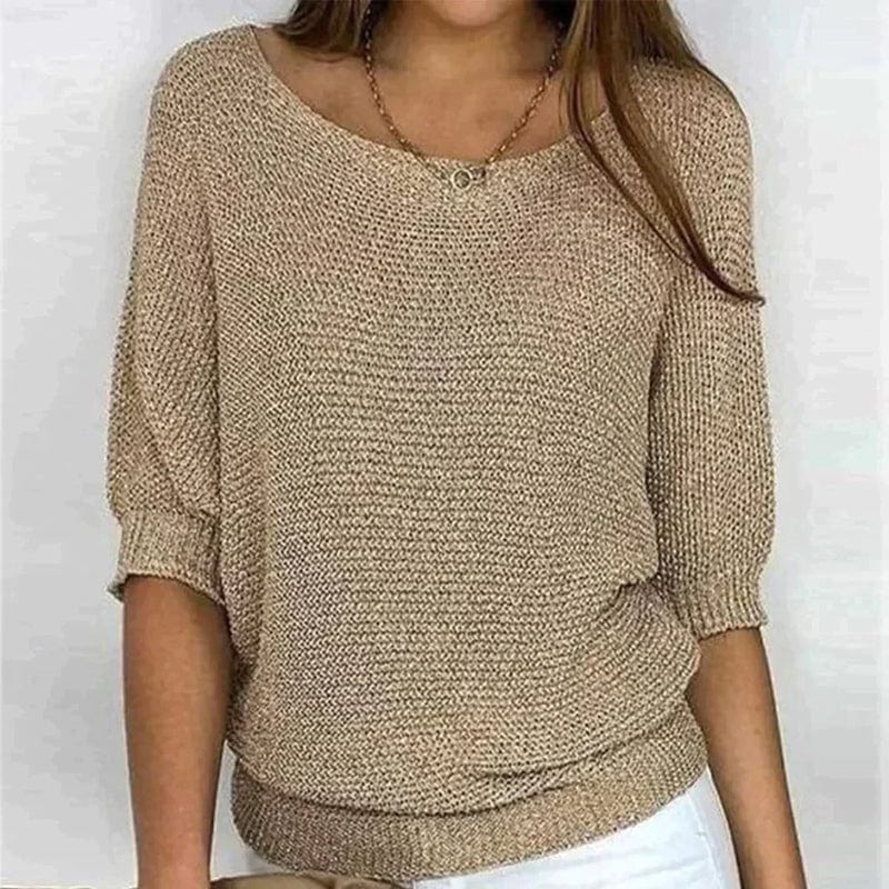 Joravaissa - Lightweight Crew Neck 3/4 Sleeve Sweater