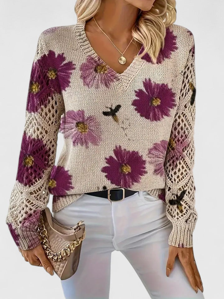 Marisavina - Elegant Vintage Floral Sweater