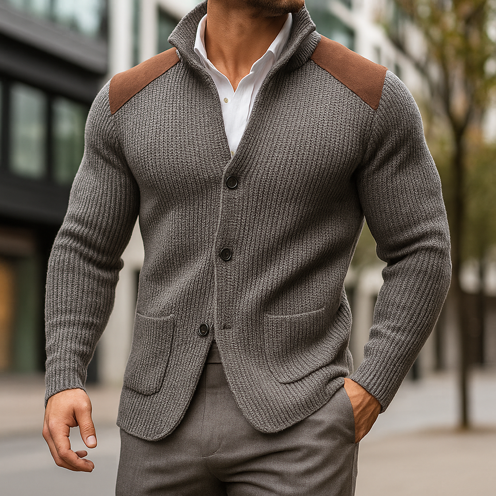 Zaymar | Shoulder Patch Knit Cardigan