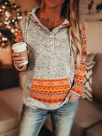 Rhosavelline - Vintage Buttoned Hooded Top