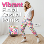 Marovelle - Women's floral trousers with adjustable waist and pockets
