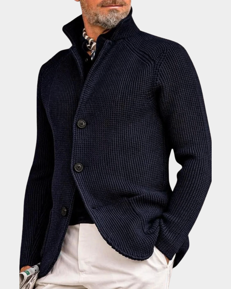 Henry | Chunky Knit Cardigan with Stand Collar
