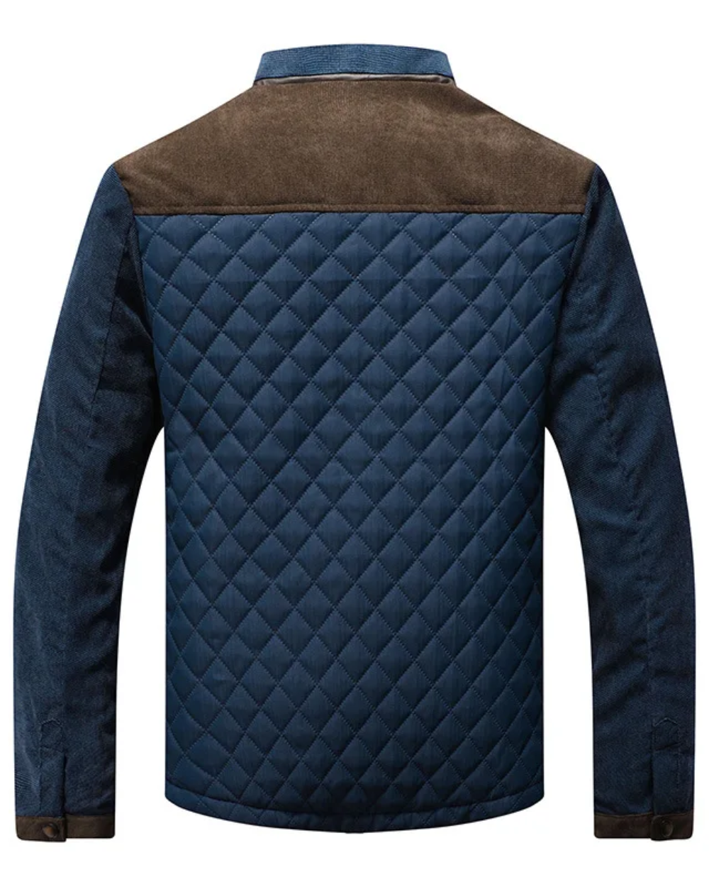 Benjamin - Men's quilted jacket with contrast shoulders and stand-up collar