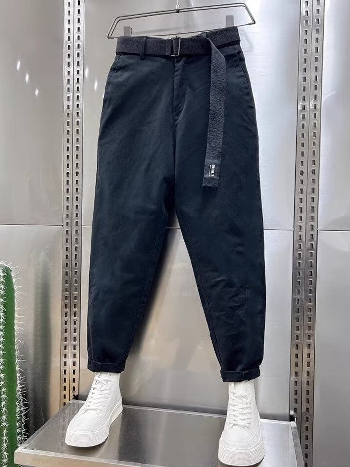 Aidan | Classic Black Belted Pants