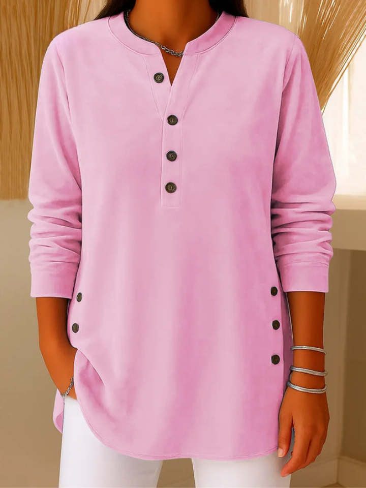 Cyenlisse - Soft Velvet Button-Down Top