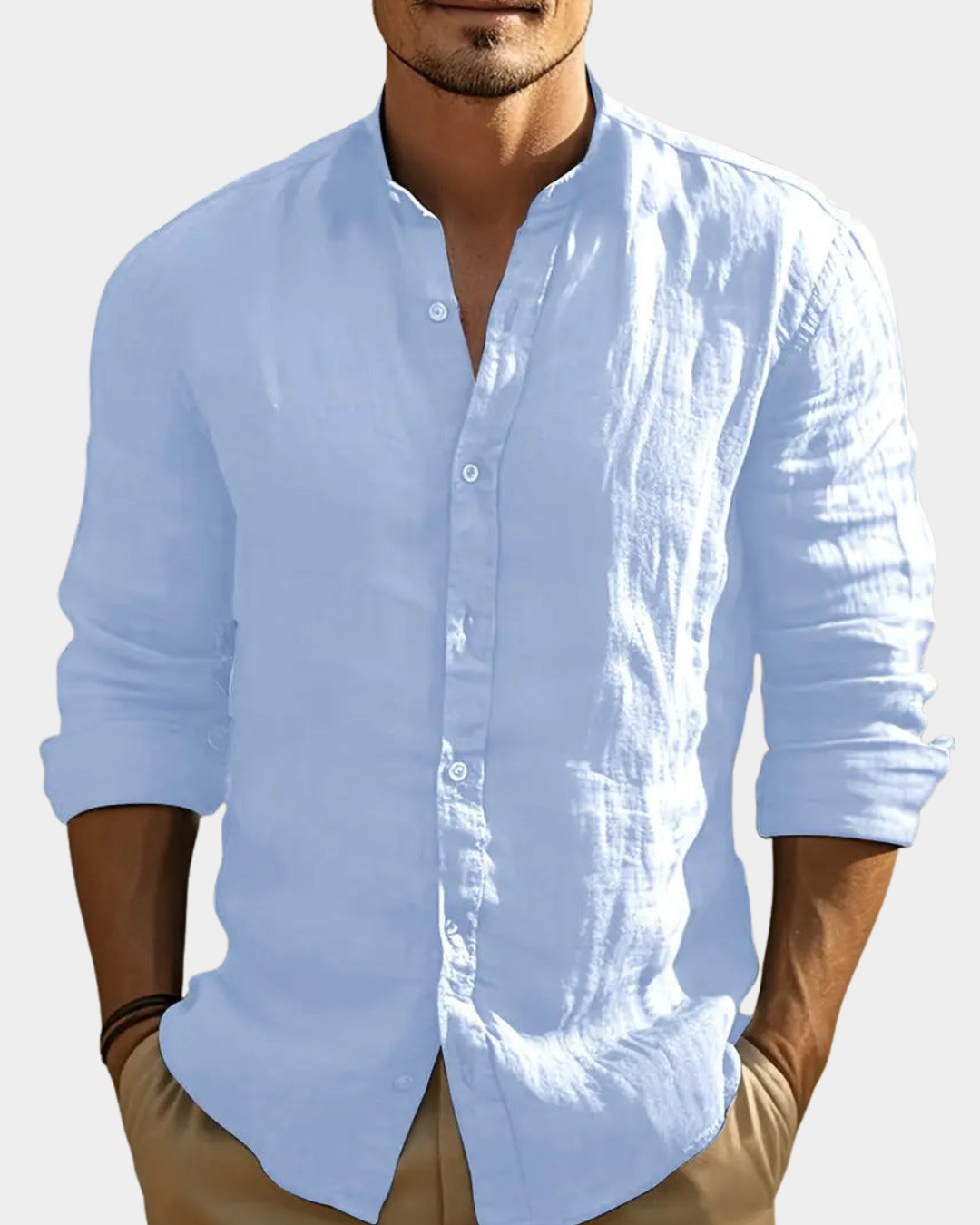 Devin | Long Sleeve Shirt with Band Collar