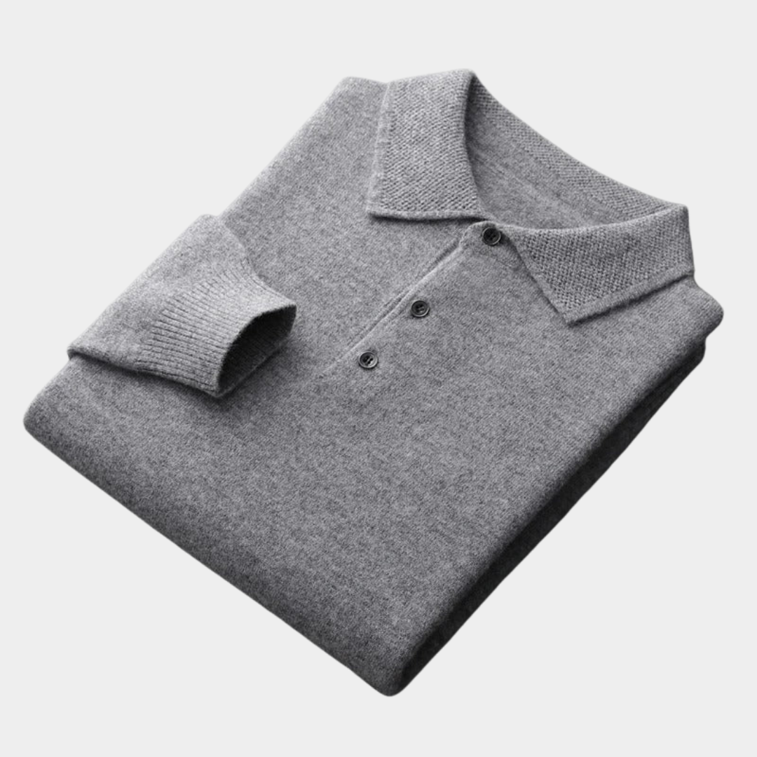 Perrin | Knitted Polo Shirt with Ribbed Collar and Cuffs