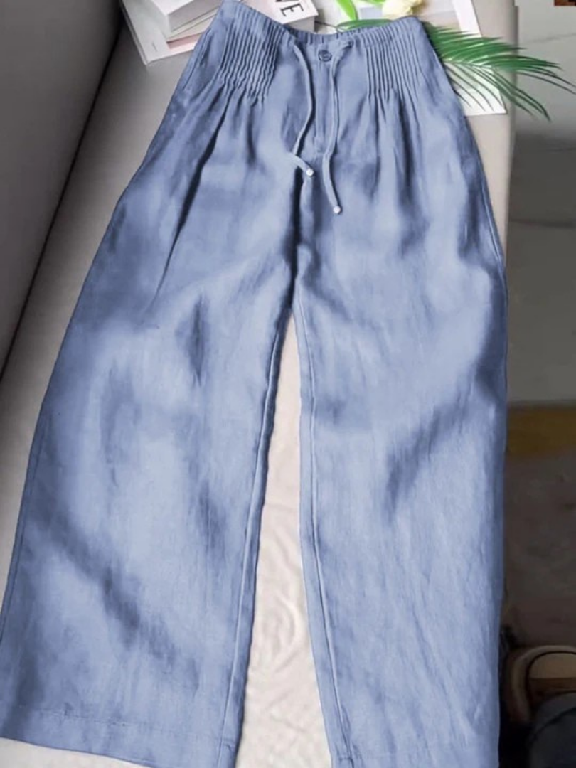 Noryssa - Wide Leg Trousers in Cotton and Linen Blend