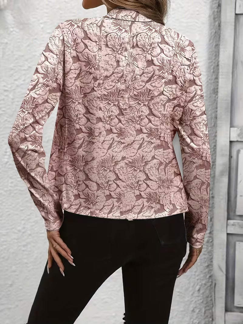 Mylène - Women's Floral Structured Collar Long Sleeve Blazer
