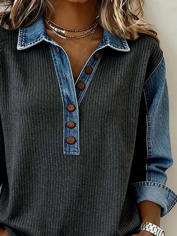 Marisolenne - Casual Sweatshirt with Contrasting Stitching