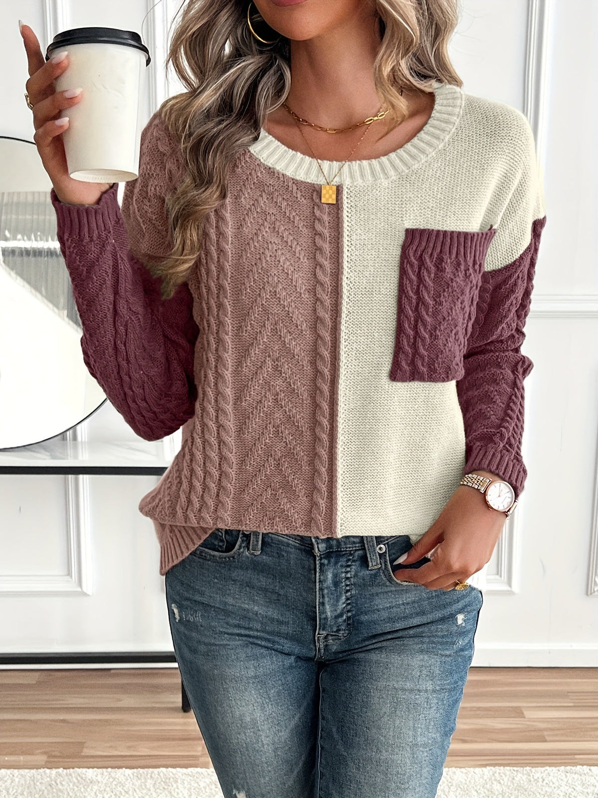 Maëlle - Two-tone Turtleneck Sweater