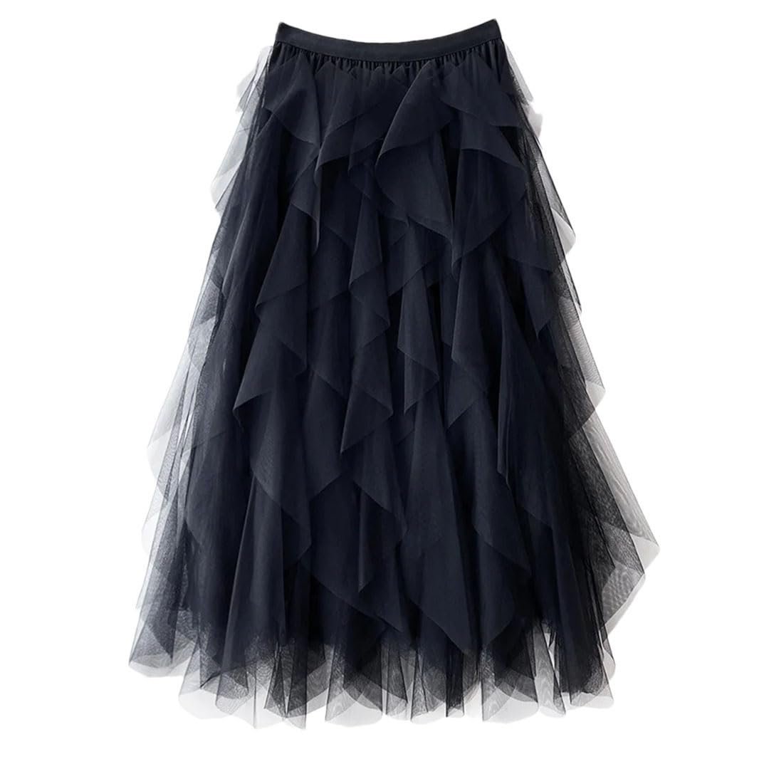 Orlisse - Women's High Waist Flared Skirt with Elastic