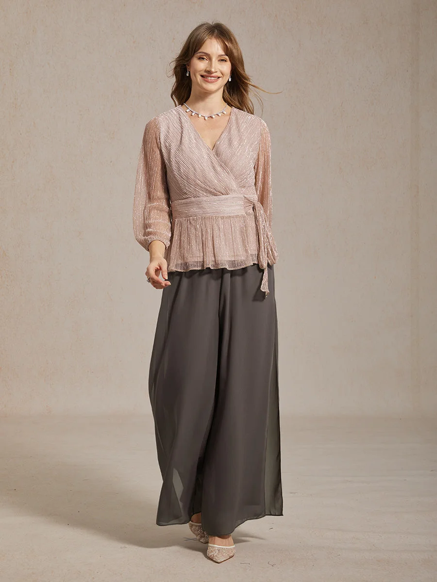Marilivra - Straight Leg Trousers with Slit in Chiffon