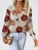 Marisavina - Elegant Vintage Floral Sweater