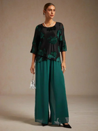 Marilivra - Straight Leg Trousers with Slit in Chiffon