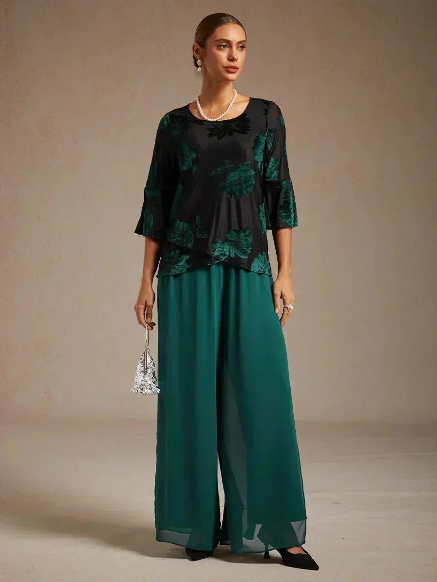 Marilivra - Straight Leg Trousers with Slit in Chiffon