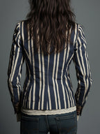 Avenorix - Chic Vintage Floral Print Bohemian Striped Women's Blazer