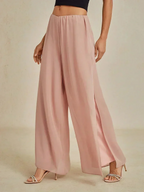 Marilivra - Straight Leg Trousers with Slit in Chiffon