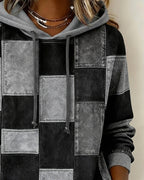 Gwenarissa - Modern Denim Patchwork Hoodie