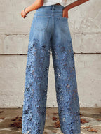 Lisandra - Mid-rise patchwork lace jeans