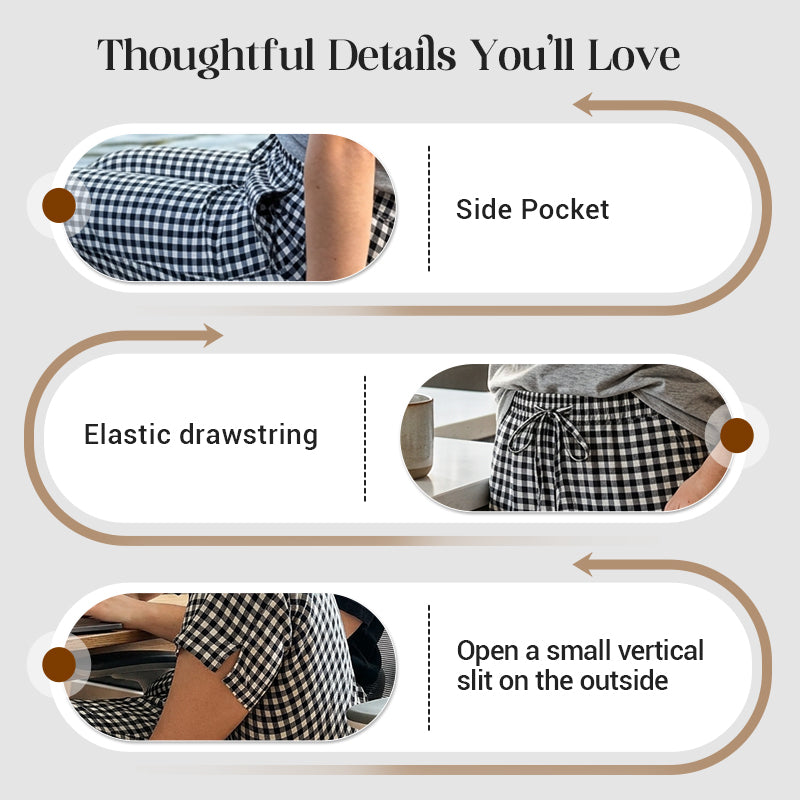 Novirae - Women's Relaxed Fit Gingham Capri Pants