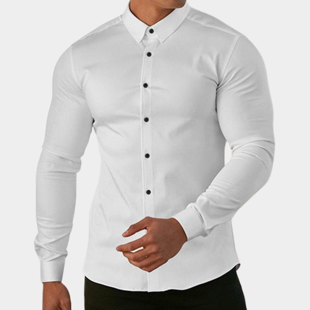 Bennett | Long Sleeve Shirt with Contrast Buttons