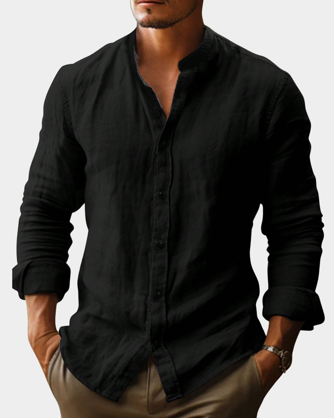 Devin | Long Sleeve Shirt with Band Collar